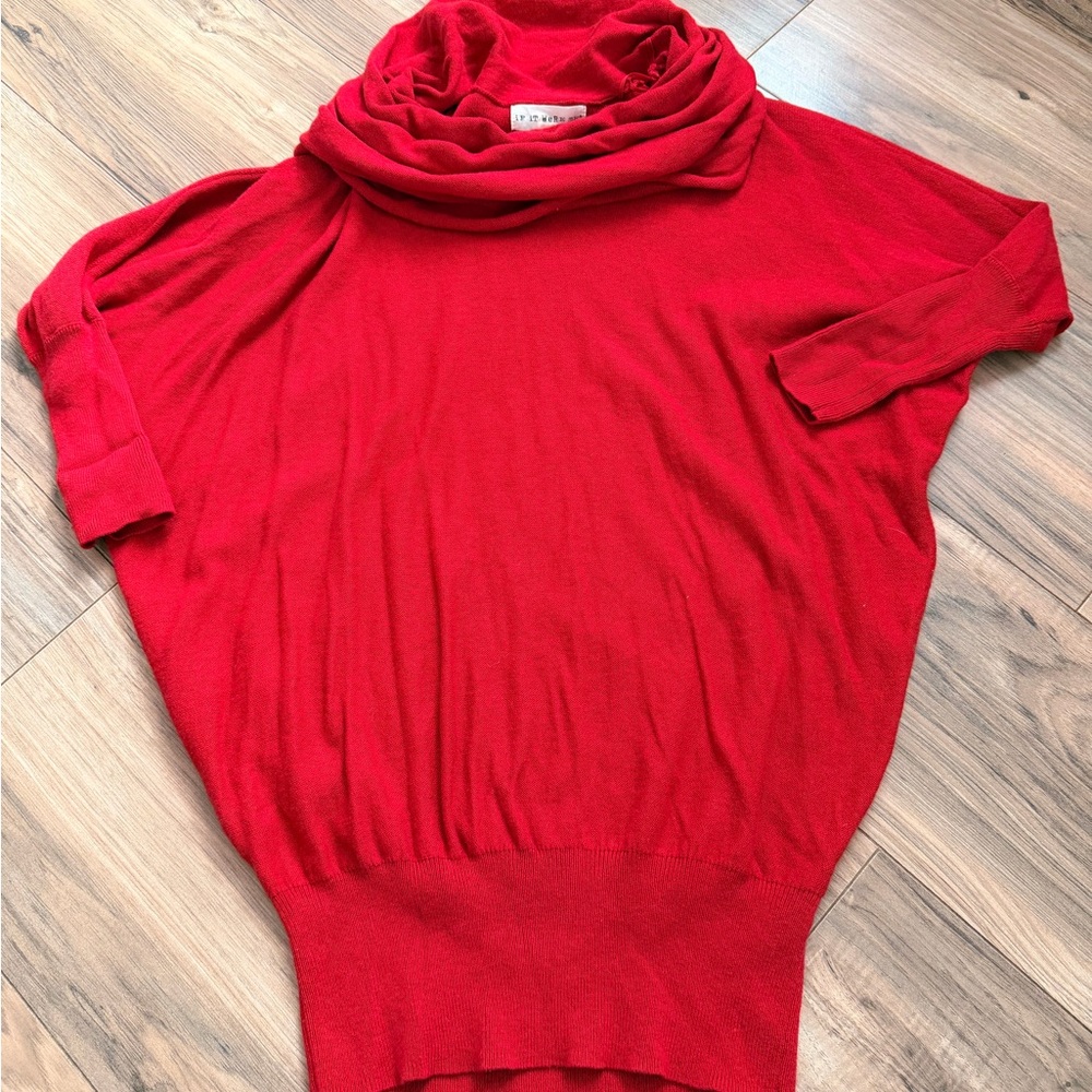 Vibrant Red Turtleneck Tunic